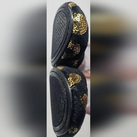 Lucky Brand Women's Elisabeta Black Velvet Flats With Gold Sequins Size 6.5 - Picture 11 of 16